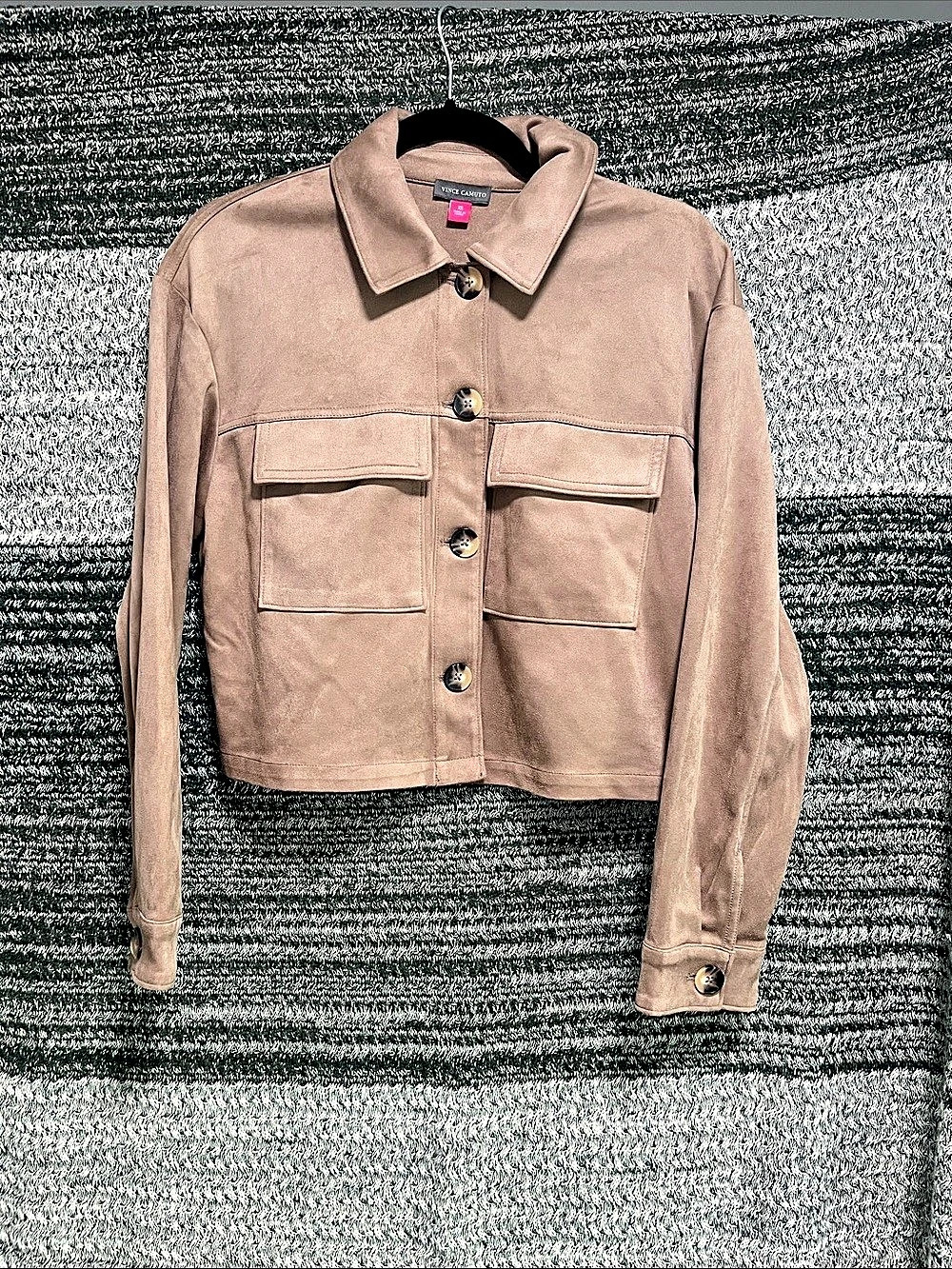 Vince Camuto Wonderwall Cropped Utility Jacket in Brown XS NWT